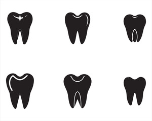 Collection of Tooth Illustrations Depicting Dental Health and Hygiene Awareness in a Clean and Minimalist Style for Educational Purposes
