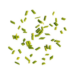 Scattered chopped chives isolated on transparent background, a fresh and flavorful herb for cooking and seasoning