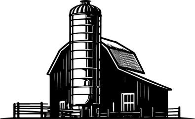 Vintage village farm house or silo barn storage logotype design

