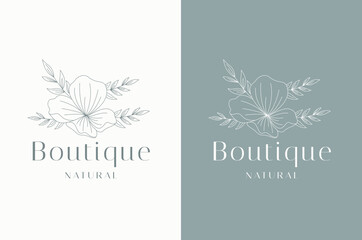 Minimalist Flower Boutique Logo Elegant Line Art Design for Cosmetics, Fashion, and Flower Shop