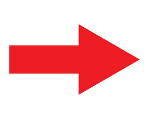 Long isolated red arrow icon on white background. Right direction arrow icon. Straight red long arrow on white background. EPS 10.