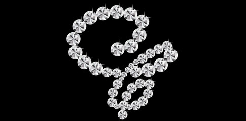 Silver Diamonds Alphabet Letter C Luxury Text Design Vector Illustration.	