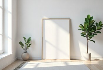 Mockup Frame in a Modern Living Room with Armchair
