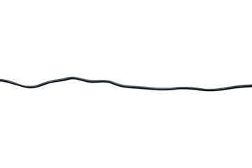 Curved old black electrical wire with wavy shape is isolated.
