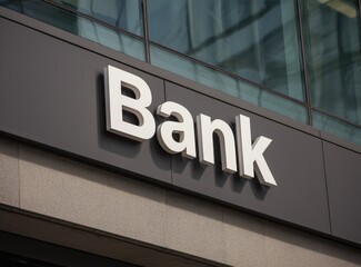 Obraz premium Bank sign on modern building exterior
