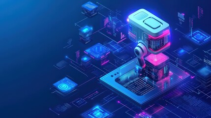 Fototapeta premium Digital technology interconnectedness.