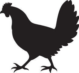 Stylized hen silhouette standing with tail displayed
