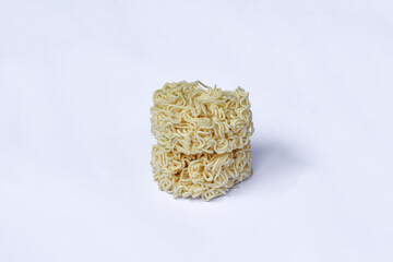 Instant noodles on a white background, Noodles without packaging