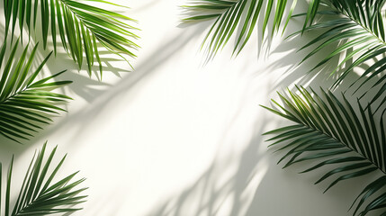 白い壁と緑の葉の影