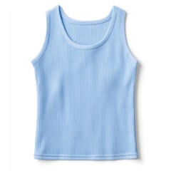 A pastel blue tank top with a square neckline clothing apparel ribbed.