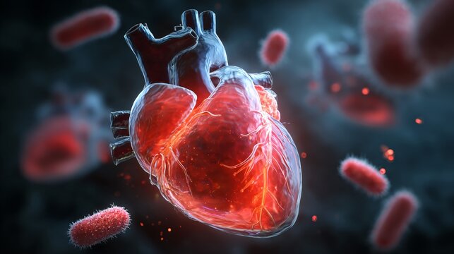 Heart Bacteria Bacterial Endocarditis Visual Medical Concept Stock Photo