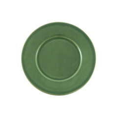 Green ceramic plate isolated over white background