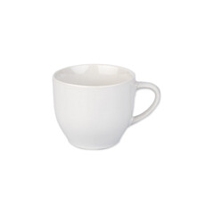 Tiny white ceramic coffee cup isolated over white background