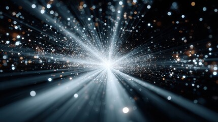 Naklejka premium Light bursts particles cosmos concept