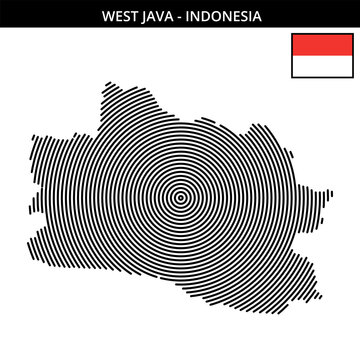 West Java Indonesia city map with concentric design