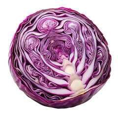 Obraz premium Organic Purple Cabbage Half Cut | Real Food Ingredient PNG 