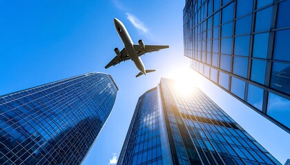 Skyscrapers and Airplane