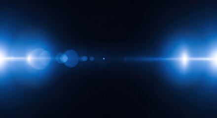 Blue flare light effect on dark background for abstract technological concepts