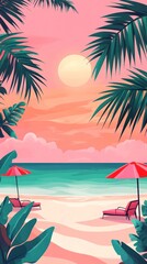 Obraz premium Summer vibes tropical ocean beach.