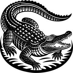 Illustration of a crayfish inside rope circle isolated on white background