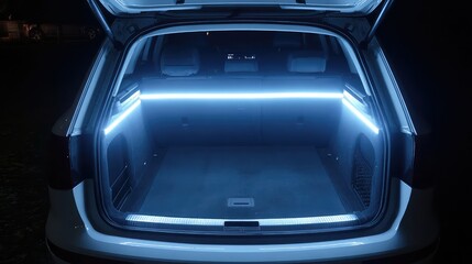 Illuminated car trunk with led lights providing a modern and stylish look