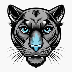 Blue-Eyed Panther Face Vector Illustration