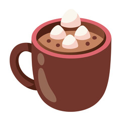Cup of Hot Chocolate with Marshmallows Vector