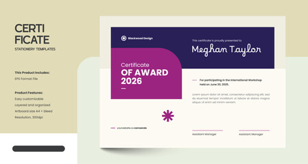 Clean, Modern and Professional Certificate Design Template