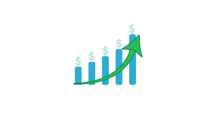 A Transparent Or Png, Business Bar Chart With Dollar Signs And Green Upward Arrow. Perfect For Financial Growth, Profit Tracking, Sales Success, Investment Returns, And Economic 