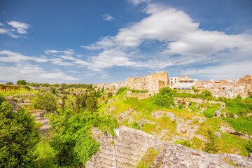 View of the old village of Gravina in Puglia near Bari. Top tourist destinations in Italy. Trip to Europe.