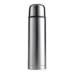 A stainless steel thermos isolated on transparent background