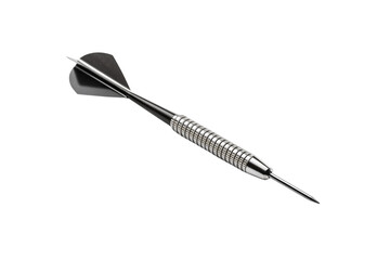 Black flight dart with textured grip barrel designed for accuracy and professional play, isolated on a transparent background