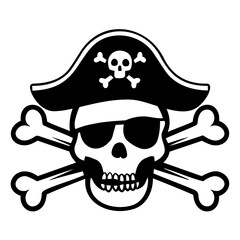 A pirate skull wearing a hat with skull and crossbones and sunglasses with crossed bones behind it