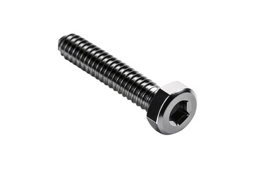 Socket head cap screw with Allen key drive and polished finish, isolated on a transparent background