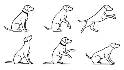 Cute dog sitting in minimal outline style, perfect for pet shop branding, logo design, clean black and white animal vector illustration