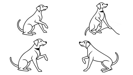 Cute dog sitting in minimal outline style, perfect for pet shop branding, logo design, clean black and white animal vector illustration