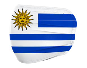 3D Rendered Uruguay Face Mask on Invisible Face Form, Angled Side View, Transparent PNG