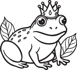 Cartoon frog wearing a crown amphibian animal