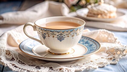 Elegant Afternoon Tea: A Delightful Cup of Tea in a Vintage Teacup