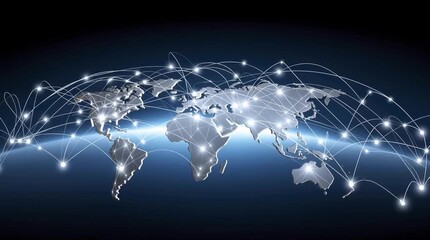 Global Network Connectivity: A stunning visual of the Earth interwoven with radiant lines of connection, symbolizing the vast expanse of global networks.