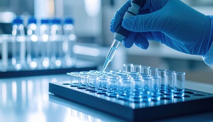 Scientist Conducting Experiment With Pipette And Test Tubes In Laboratory