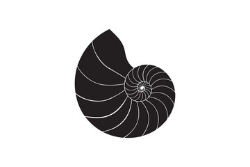Minimalist Nautilus Shell Silhouette Vector Art Design Spiral Shell Black Silhouette Illustration