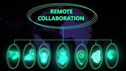 Remote collaboration concept illustrated ,performance metrics, and business insights from large data sets ,network , business ,technology concept animation technology background
