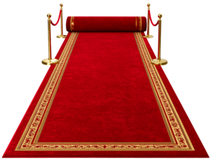 Elegant Red Carpet Roll with Golden Edges – VIP Entrance Style PNG
