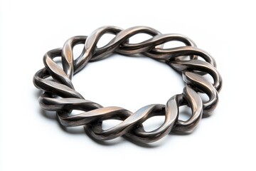 Naklejka premium Ornate silver and gold chain link ring isolated on white background