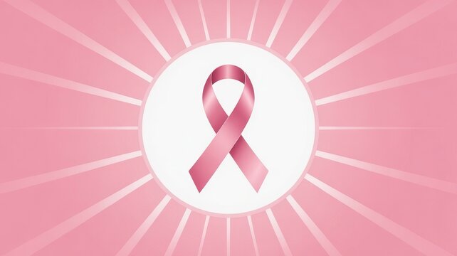 Pink ribbon symbol of breast cancer awareness on a radiant pink background image t shirt design logo banner poster social media 2025, 2026 download