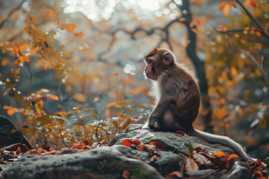 Brown monkey in onzen wildlife animal mammal.