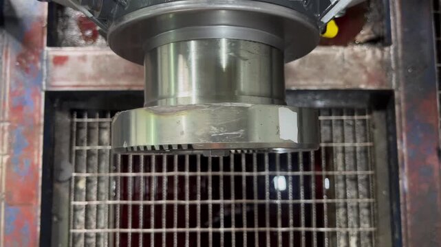 Allison Transmission 4000 series on Dyno Test or test bench in a Professional Automotive Workshop at Balikpapan. Showing output flange transmission