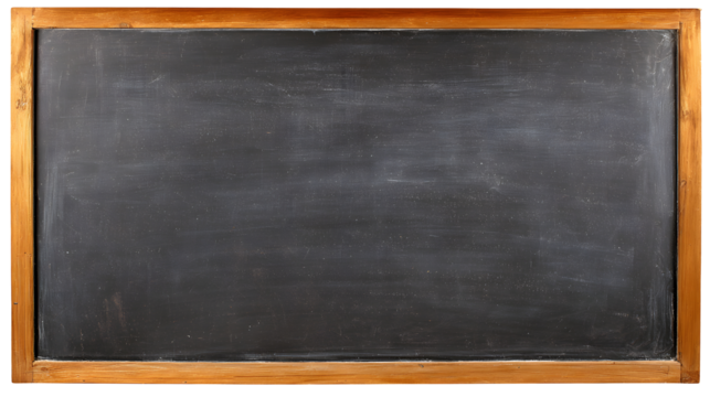 Vintage chalkboard with wooden frame, education and learning, school and classroom on transparent background