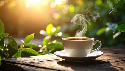 Sunrise Coffee Cup In Garden
